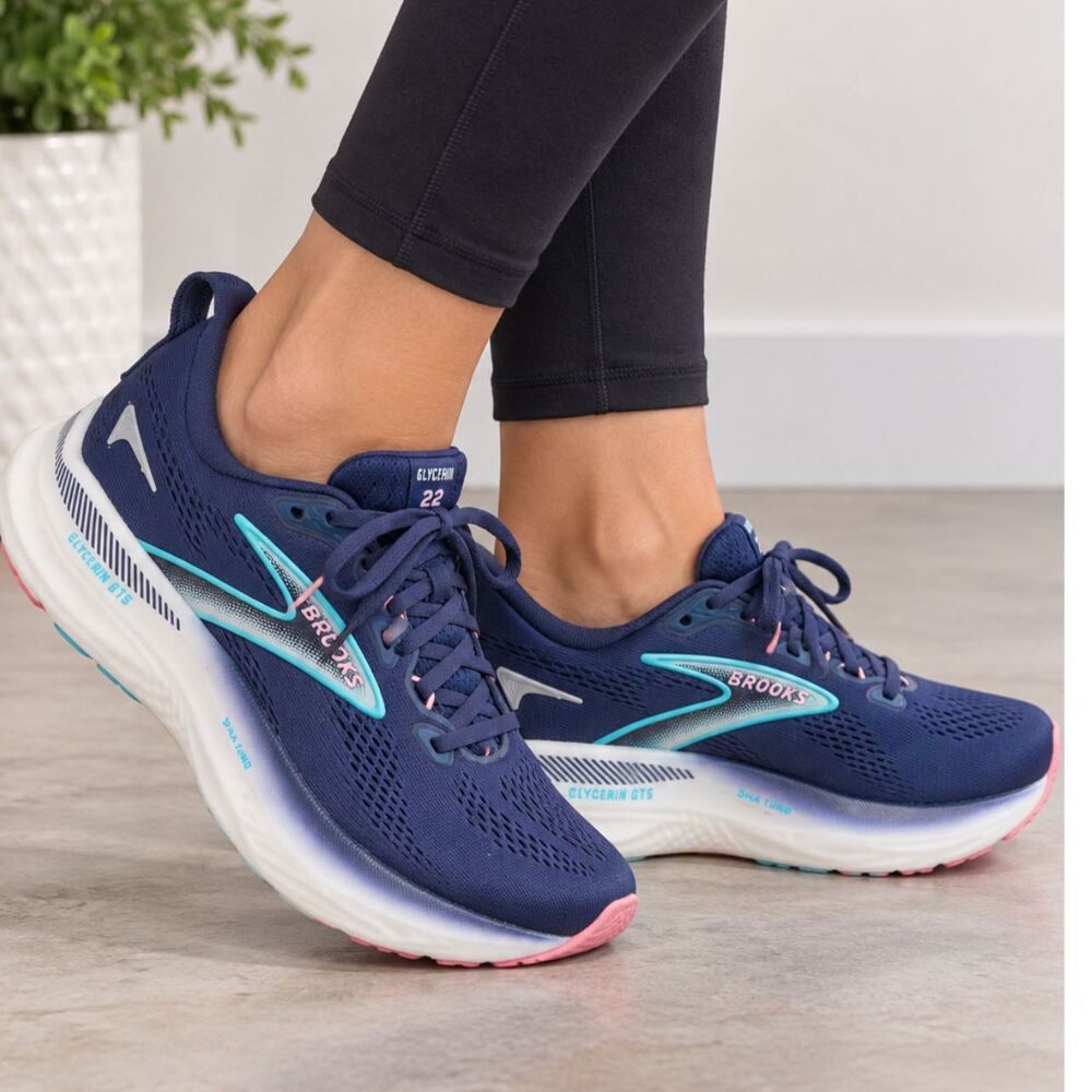Brooks Glycerin GTS 22 Women's 7 D Wide Running Shoes Blue Purple Pink